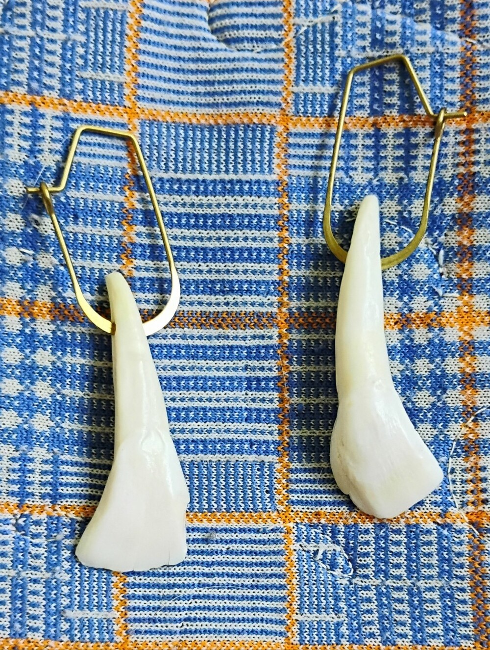 Small Buffalo Tooth U Hoop Earrings